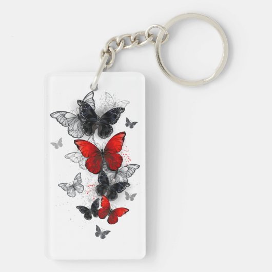 黒飛んでいると赤のモルフォ キーホルダー (裏面)