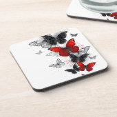 黒飛んでいると赤のモルフォ コースター (左側)