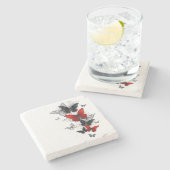 黒飛んでいると赤のモルフォ ストーンコースター (横)