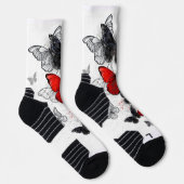 黒飛んでいると赤のモルフォ ソックス (右)