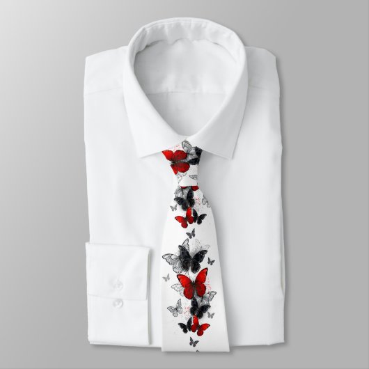 黒飛んでいると赤のモルフォ ネクタイ (タイ)