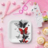 黒飛んでいると赤のモルフォ ペーパープレート (パーティー)