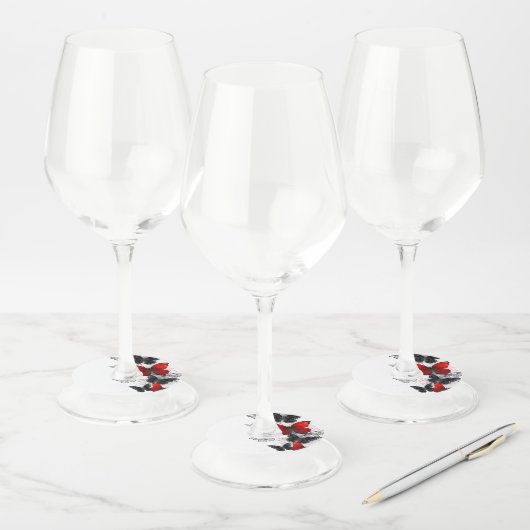 黒飛んでいると赤のモルフォ ワイングラスタグ (セット)