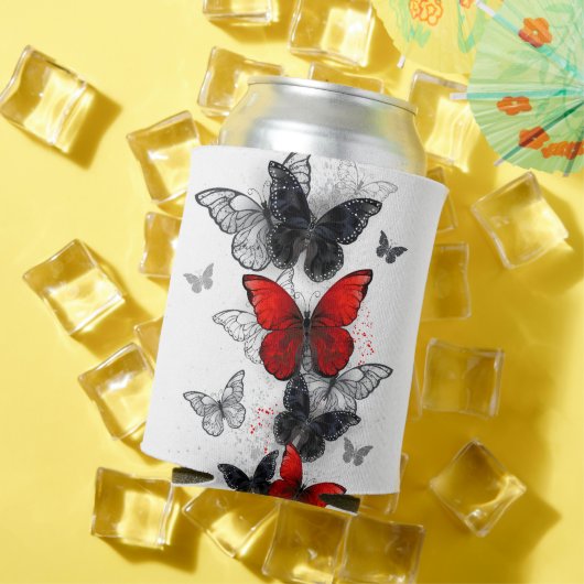 黒飛んでいると赤のモルフォ 缶クーラー (インサイチュ 夏)