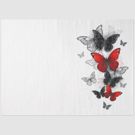 黒飛んでいると赤のモルフォ 薄葉紙 (正面)