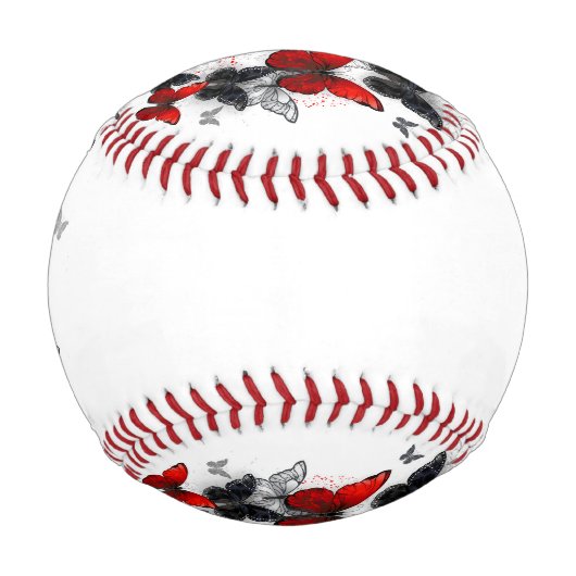 黒飛んでいると赤のモルフォ 野球ボール (裏面)