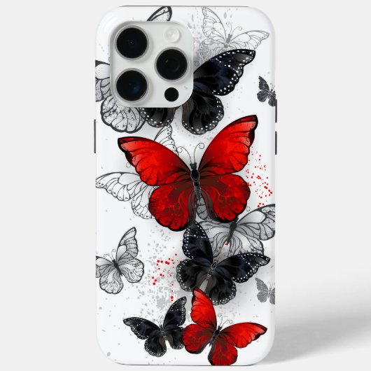 黒飛んでいると赤のモルフォ Case-Mate iPhoneケース (裏面)