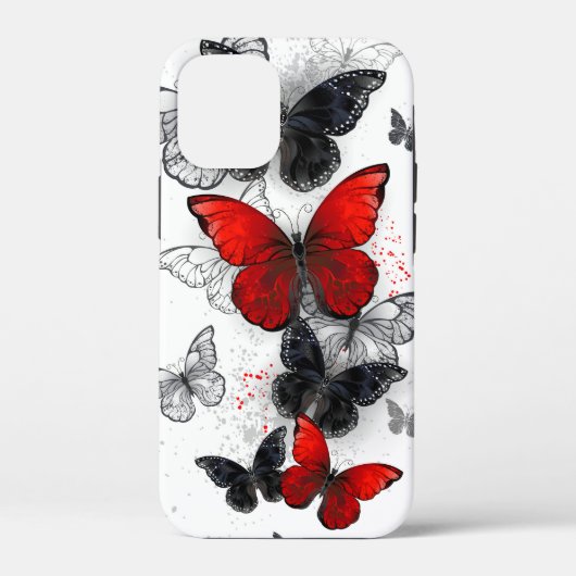 黒飛んでいると赤のモルフォ Case-Mate iPhoneケース (裏面)
