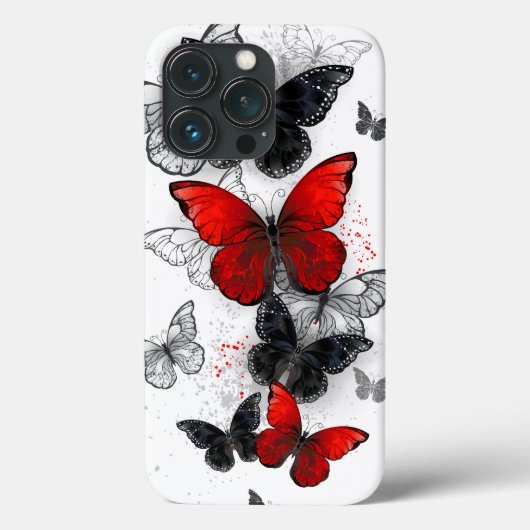 黒飛んでいると赤のモルフォ Case-Mate iPhoneケース (裏面)