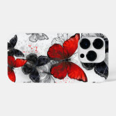 黒飛んでいると赤のモルフォ iPhoneケース (裏面横)