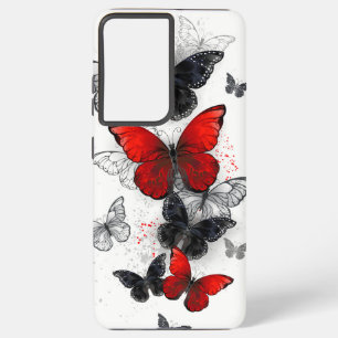 黒飛んでいると赤のモルフォ SAMSUNG GALAXY S21+ケース