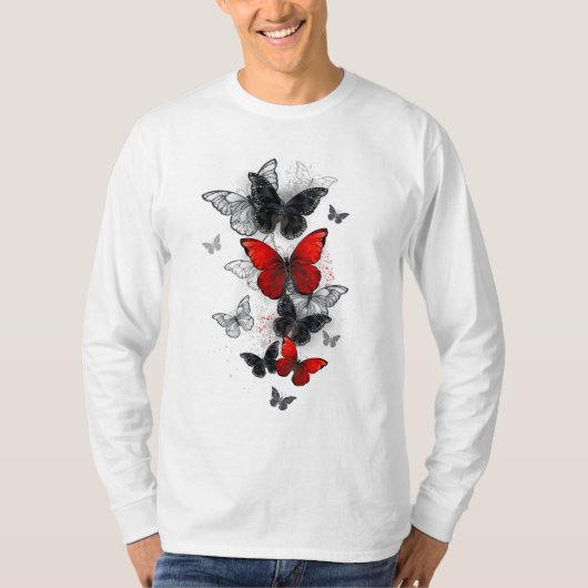 黒飛んでいると赤のモルフォ Tシャツ (正面)