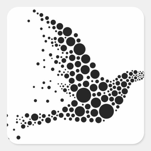 黒飛んでいる鳥 スクエアシール (正面)