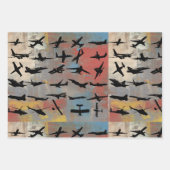 黒飛行機のシルエット ラッピングペーパーシート (正面2)