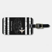 黒飛行機をパーソナライズされた旅する ラゲッジタグ (正面横)