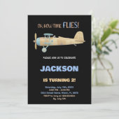 黒飛行機誕生日招待状 招待状 (スタンド正面)