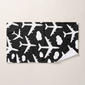 黒飛行機飛んでいるの航空機パターン バスタオルセット (ハンドタオル)