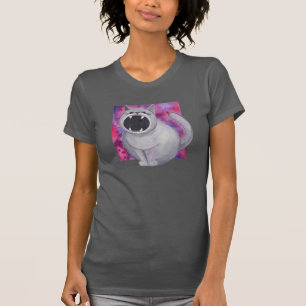黒食べ物を与え穴猫シャツ Tシャツ