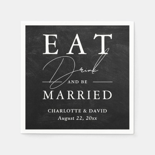黒食べ酒飲み結婚した結婚料 スタンダードカクテルナプキン (正面)