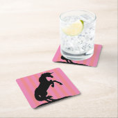 黒飼育用ユニコーン(ピンクストライプの) スクエアペーパーコースター (インサイチュ)