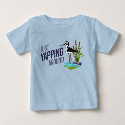 黒首おもしろいののまわりに棒を叩く ベビーTシャツ (正面)