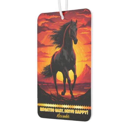 黒馬が夕焼けに駆ける カーエアーフレッシュナー (左)