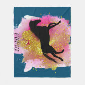 黒馬きらめく毛布パーソナライズされた布 フリースブランケット (正面)