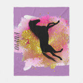 黒馬きらめく毛布パーソナライズされた布 フリースブランケット (正面)