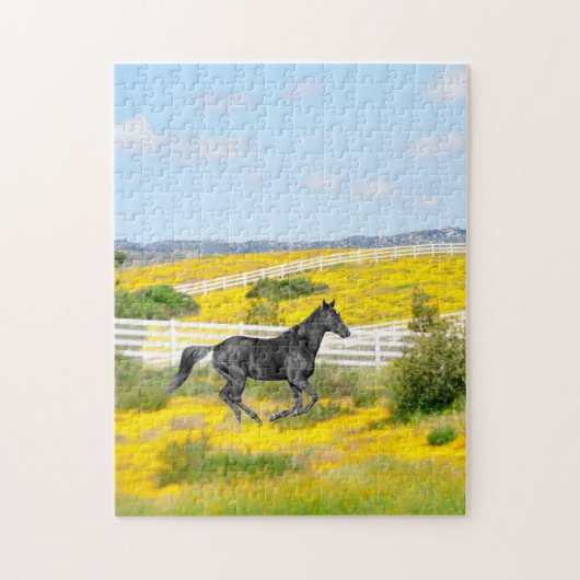 黒馬の走が野原を抜けて ジグソーパズル (縦)