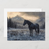 黒馬の雪の風景の風光明媚 ポストカード (正面/裏面)