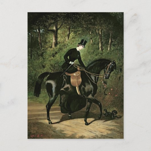 黒馬の騎乗キプラー ポストカード (正面)