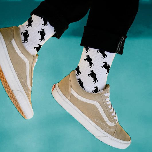 黒馬スタイリッシュ柄クルーソックス ソックス