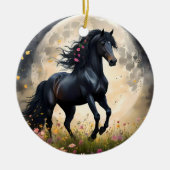 黒馬月花畑 セラミックオーナメント (正面)