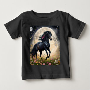 黒馬月花畑 ベビーTシャツ