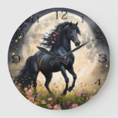 黒馬月花畑 ラージ壁時計 (正面)
