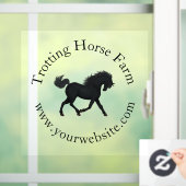 黒馬疾走円形テキスト乗馬 ウィンドウサイン (ホーム)
