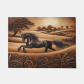 黒馬革ドオーマ ドアマット (正面)