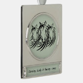 黒馬頭緑シルバーメッキバナーまたは名前 シルバープレートバナーオーナメント (右)