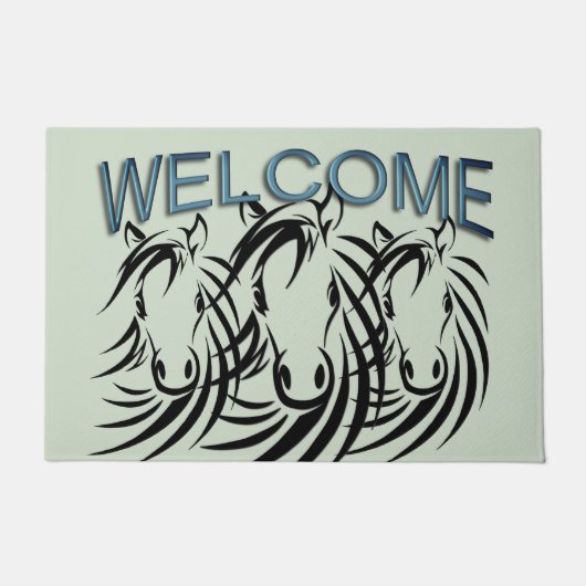 黒馬頭緑 ドアマット (正面)