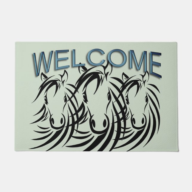 黒馬頭緑 ドアマット (正面)