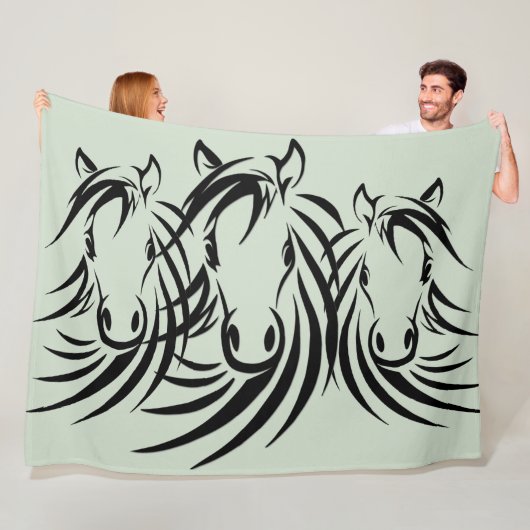 黒馬頭緑 フリースブランケット (インサイチュ)