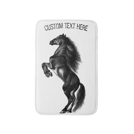 黒馬風呂マット付きカスタム文字 バスマット (正面縦)