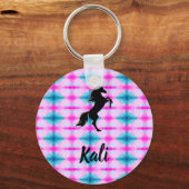 黒馬飼育ボタンパーソナライズされたキーチェーン キーホルダー (正面)