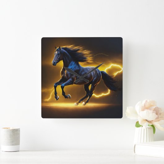 黒馬 スクエア壁時計 (ホーム)