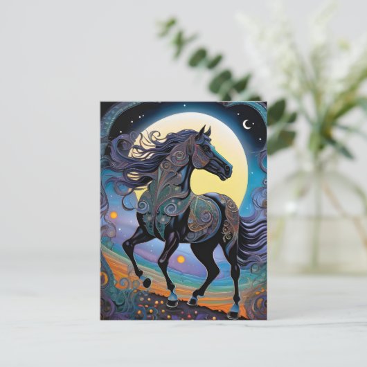 黒馬 ポストカード (スタンド正面)