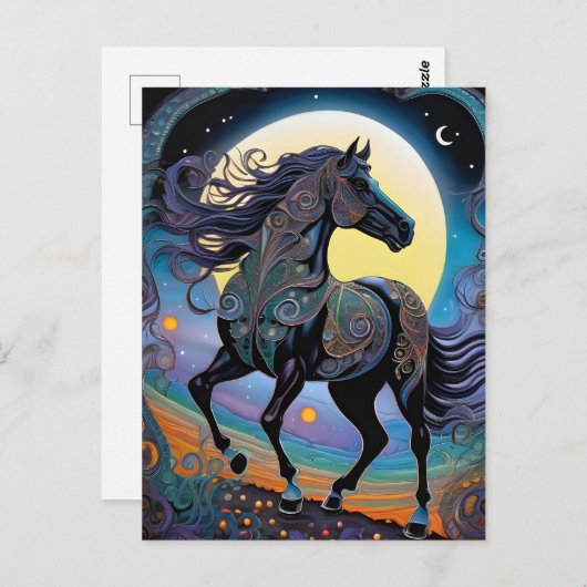 黒馬 ポストカード (正面/裏面)