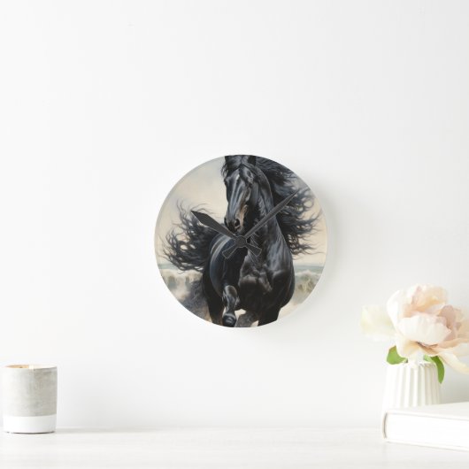 黒馬 ラウンド壁時計 (ホーム)