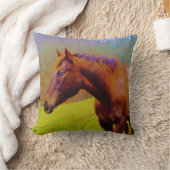 黒馬、紫の木 クッション (ブランケット)