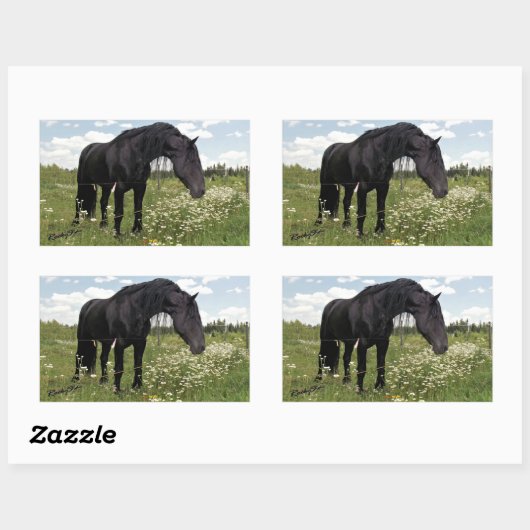 黒馬 長方形シール (シート)