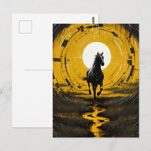 黒馬・黄馬 ポストカード (正面/裏面)